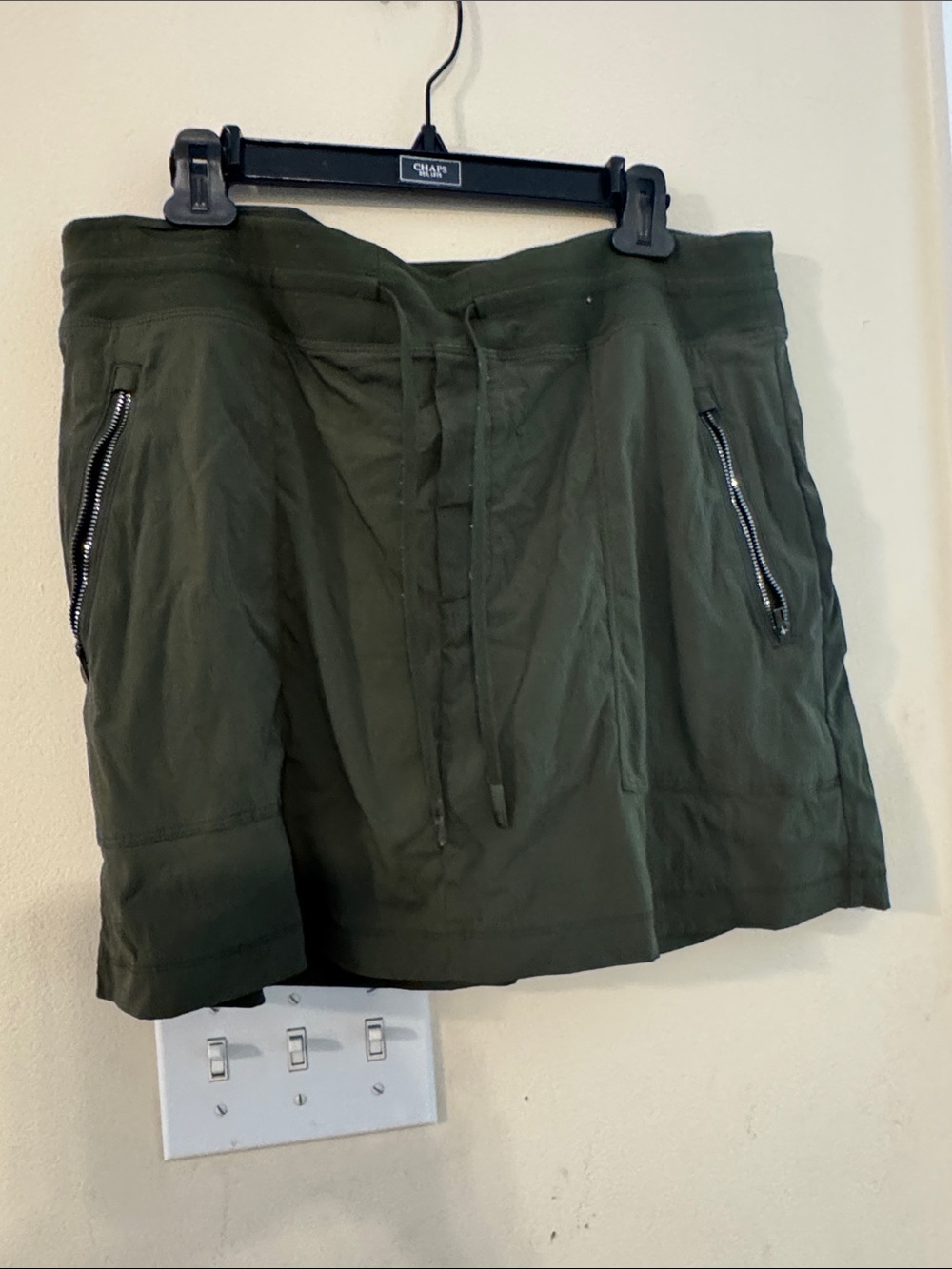 Athleta Olive Green Drawstring Skort with Zippered Pockets